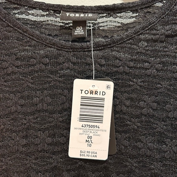 Torrid Black Sheer Fitted Crew Tee NWT 00 - Picture 6 of 14